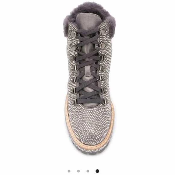New LE SILLA 6 Crystal Rhinestone St. Moritz Hiking Boots Embellished Suede - Picture 4 of 6